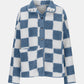 Checkered Snap Down Long Sleeve Teddy Jacket