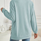 Slit Round Neck Long Sleeve Sweatshirt