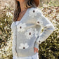 Flower Button Up Long Sleeve Cardigan