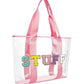 RTS: Clear Embroidered Chenille Letter Totes-