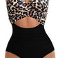 Pink 2-tone Crossed Cutout Backless Monokini: Pink / 2XL / 82%Polyester+18%Spandex