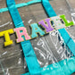 RTS: Clear Embroidered Chenille Letter Totes-