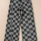 Checkered Wide Leg Jeans with Pockets