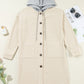 Drawstring Button Up Long Sleeve Hooded Jacket