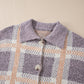 Plaid Button Up Collared Neck Cardigan