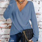 Surplice Dropped Shoulder Long Sleeve Sweater