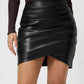 Ruched Asymmetrical Hem Skirt