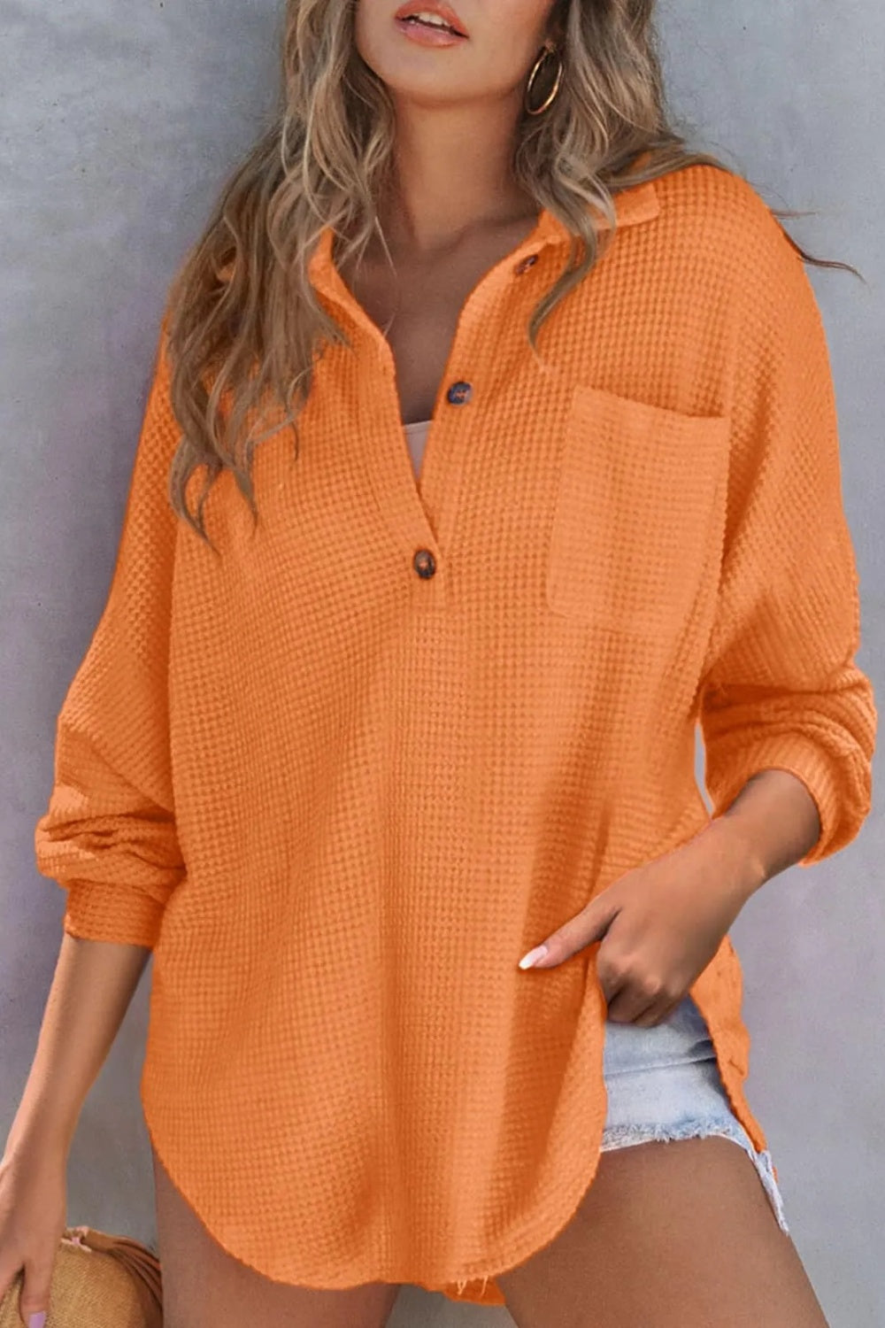 Half Button Long Sleeve Sweatshirt