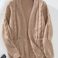 Cable-Knit Open Front Long Sleeve Cardigan