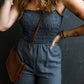 Tied Smocked Wide Leg Jumpsuit