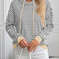 Striped Long Sleeve Hooded Knit Top