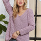 ADORA High-Low Side Slit V-Neck Sweater