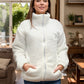 Full Size Turtleneck Zip Up Long Sleeve Sherpa Jacket