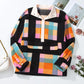 Plus Size Color Block Half Snap Long Sleeve Sweatshirt