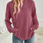 Slit Round Neck Long Sleeve Sweatshirt