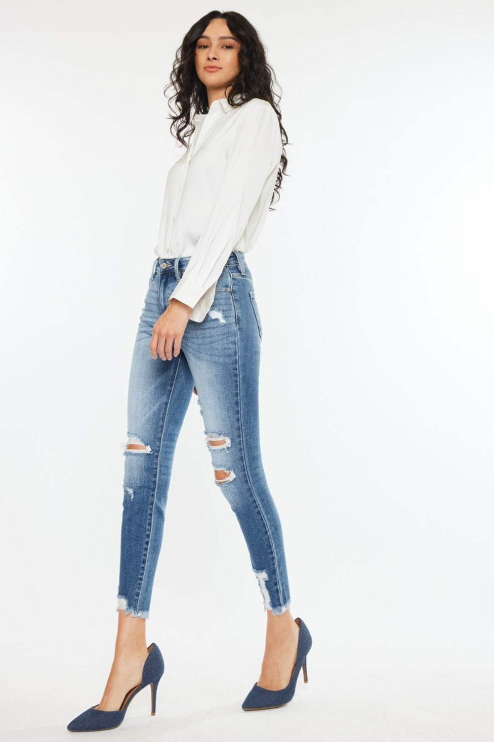 Taylor Kancan High Rise Frayed Ankle Skinny Jeans