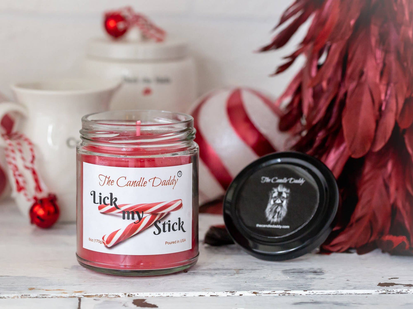 Lick My Stick Peppermint Holiday Candle - Funny Christmas