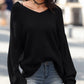 Full Size Lace Up V-Neck Long Sleeve Sweater