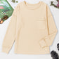 Pocketed Round Neck Long Sleeve Top