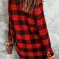 Plaid Collared Neck Snap Down Long Sleeve Jacket