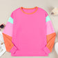 Color Block Round Neck Long Sleeve Top