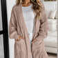 Cable-Knit Dropped Shoulder Slit Cardigan