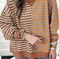 Contrast Stripes Round Neck Long Sleeve Sweatshirt