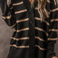 Striped Button Down Long Sleeve Cardigan