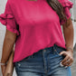 Plus Size Ruffled Round Neck Short Sleeve Blouse