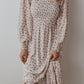 Smocked Floral Square Neck Long Sleeve Midi Dress