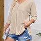 Textured Round Neck Three-Quarter Sleeve Blouse