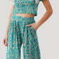 Printed Round Neck Short Sleeve Top and Pants Set