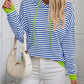 Striped Long Sleeve Hooded Knit Top