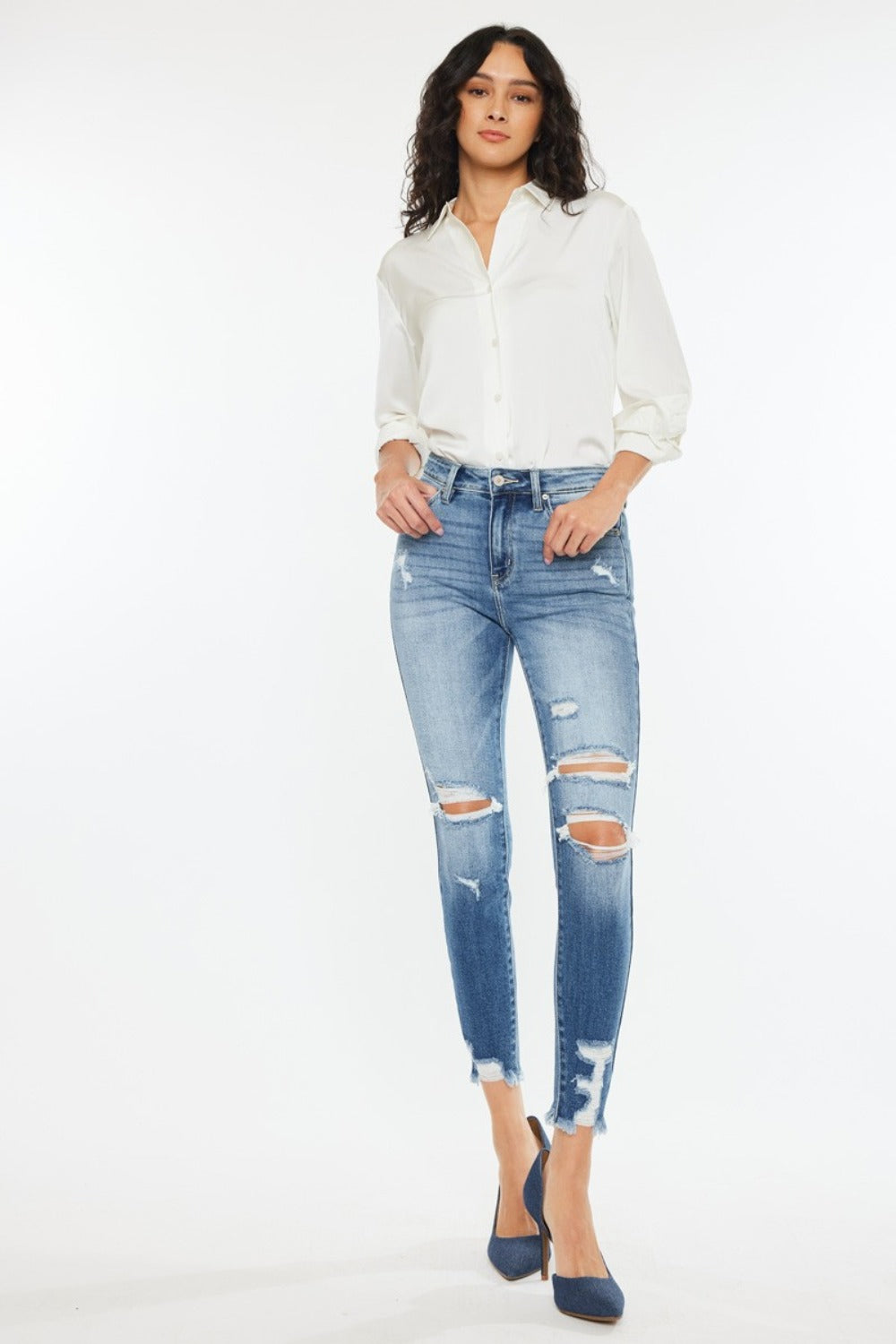 Taylor Kancan High Rise Frayed Ankle Skinny Jeans