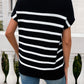 Striped Mock Neck Short Sleeve Sweater