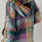 Multicolor Brushed Plaid Buttoned Pullover Oversized Hoodie