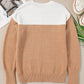 Color Block Round Neck Long Sleeve Sweater