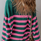 Contrast Striped Quarter Zip Long Sleeve Sweater