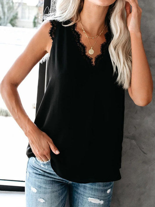 Lace Detail V-Neck Tank