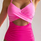 Pink 2-tone Crossed Cutout Backless Monokini: Pink / M / 82%Polyester+18%Spandex