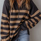 Striped Half Zip Long Sleeve Knit Top