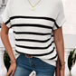 Striped Mock Neck Short Sleeve Sweater