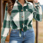 Full Size Pocketed Plaid Collared Neck Shacket