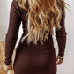 Slit Mock Neck Long Sleeve Wrap Sweater Dress