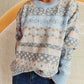 Geometric Round Neck Dropped Shoulder Sweater