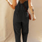 Drawstring Wide Strap Overalls with Pockets