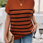 Striped Mock Neck Short Sleeve Sweater