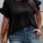 Plus Size Ruffled Round Neck Short Sleeve Blouse