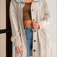 Drawstring Button Up Long Sleeve Hooded Jacket