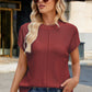 Exposed Seam Round Neck Short Sleeve Sweater